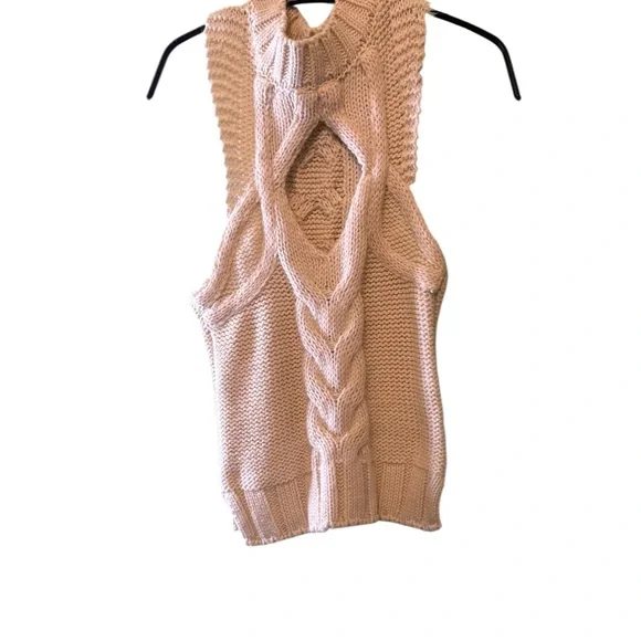for Love & Lemons Knit Halter Crop Top Sweater Womens Sz M Cream Front Keyhole - Picture 1 of 2
